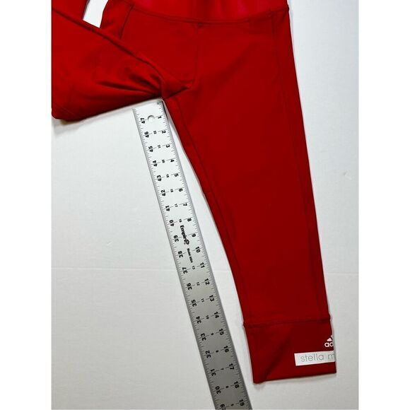 Adidas x Stella McCartney Red Crop Leggings Logos Climalite Size Extra Small EUC - Picture 7 of 11